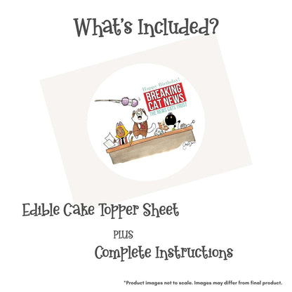 Breaking Cat News Birthday Edible Cake Topper