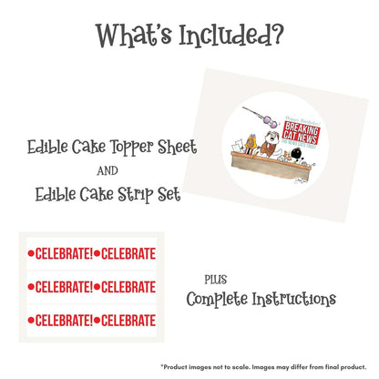 Breaking Cat News Birthday Round Edible Cake Topper Kit