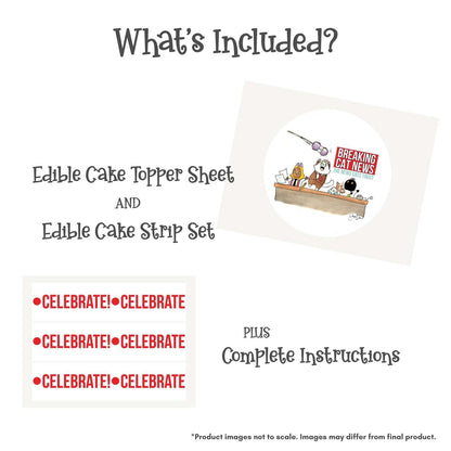 Breaking Cat News Round Edible Cake Topper Kit