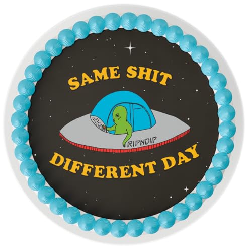 Whimsical Practicality's Rip N Dip S.S.D.D. Alien in Spaceship Edible Icing Image Cake Topper