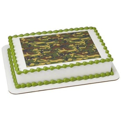 Green Army Camouflage Edible Cake Topper Icing Image Icing Sheets- Assorted Image Cake Toppers-Frosting Sheets- Cookies- Cupcake Toppers