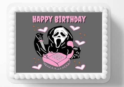 Ghost Scream Face Birthday Edible Image Edible Cake Topper Frosting Sheet fits 1/4 sheet cake or larger