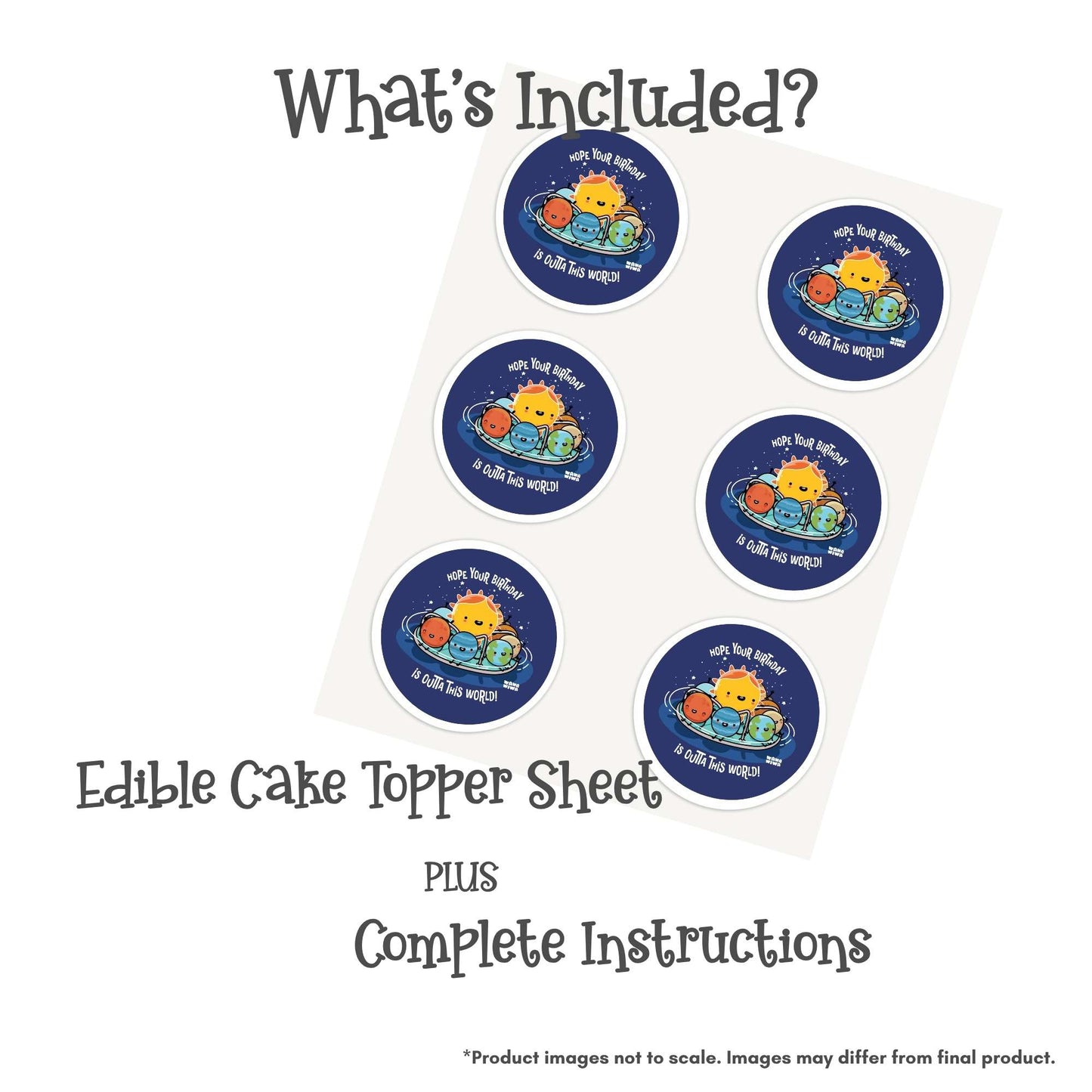 Wawawiwa Planets Birthday Edible Cake Topper