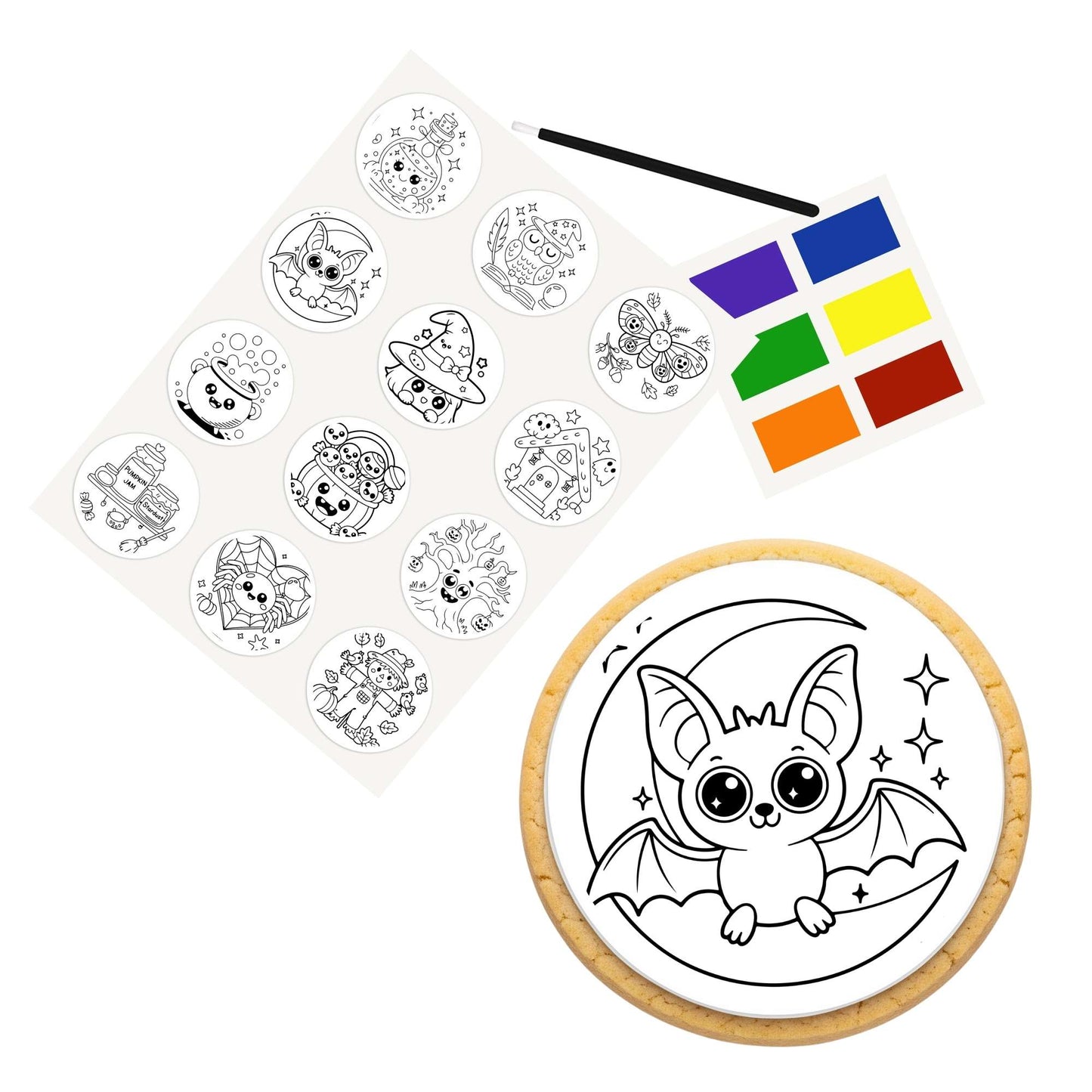 Color Your Own 2 Inch Round Cookie Kit - Chibi Halloween