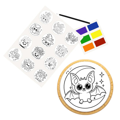 Color Your Own 2 Inch Round Cookie Kit - Chibi Halloween