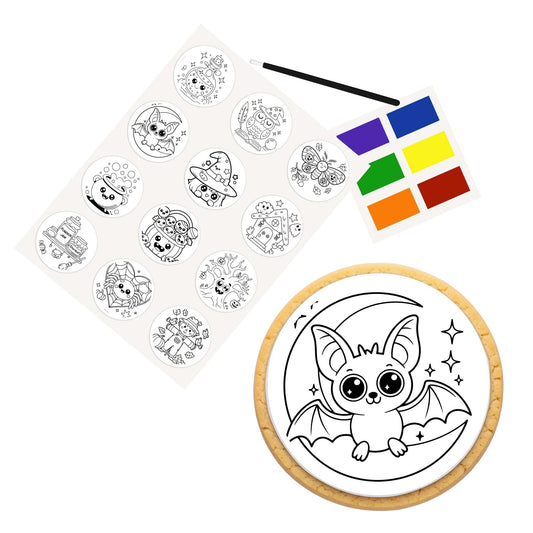 Color Your Own 2 Inch Round Cookie Kit - Chibi Halloween