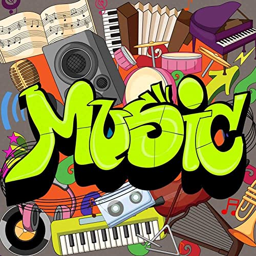 Music Collage Edible Cake Topper-1/4 Sheet