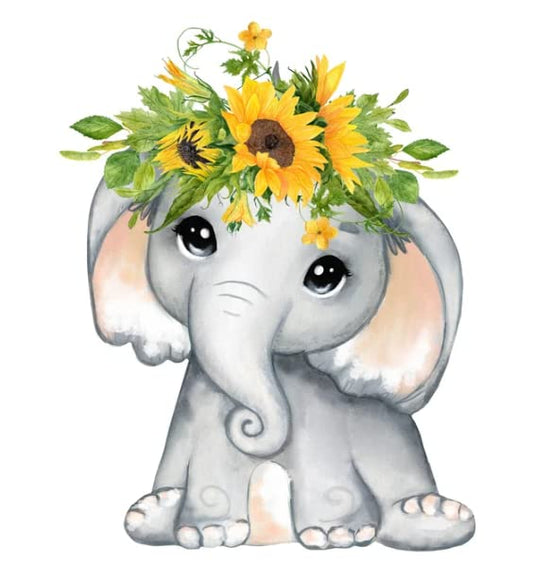 Cute Baby Elephant Edible Icing Image Cake topper for 1/4 sheet cake or larger