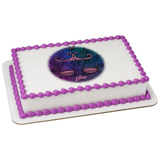 Libra Zodiac Sign PhotoCake® Edible Cake Topper Icing Image for 1/4 Sheet cake or larger