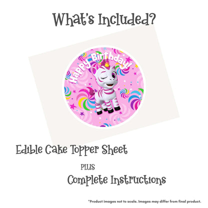 Zoonicorn Aliel Pinwheel 8" Round Edible Cake Topper