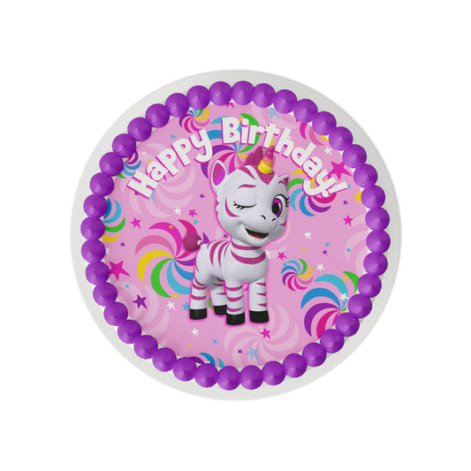 Zoonicorn Aliel Pinwheel 8" Round Edible Cake Topper
