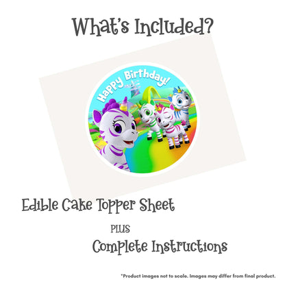 Zoonicorn Rainbow Road Birthday 8" Round Edible Cake Topper
