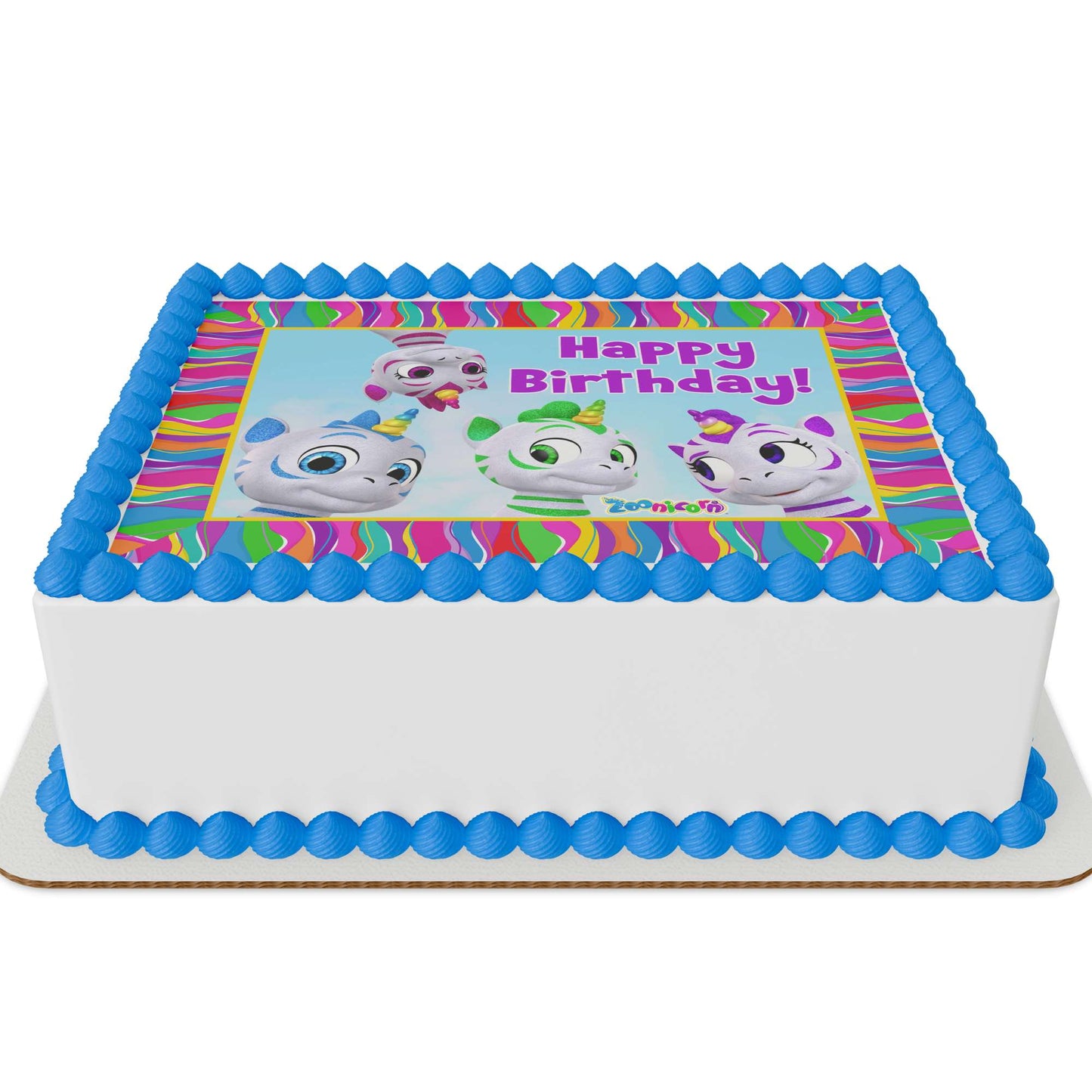 Zoonicorn Hillscape Birthday Quarter Sheet Edible Cake Topper
