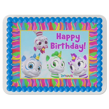 Zoonicorn Hillscape Birthday Quarter Sheet Edible Cake Topper