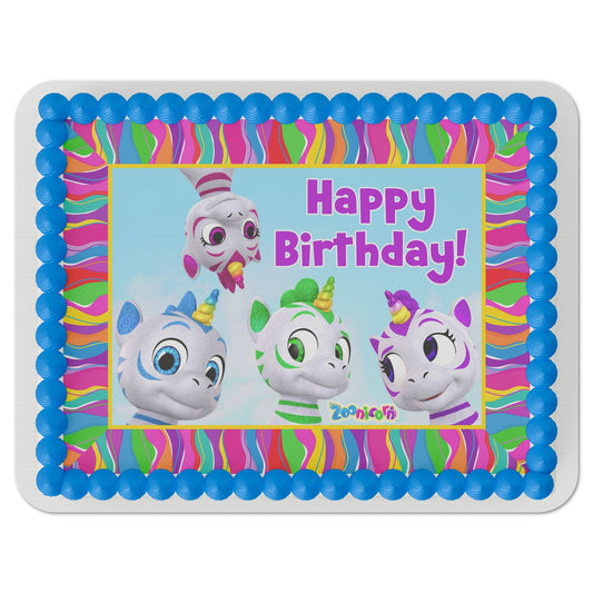 Zoonicorn Hillscape Birthday Quarter Sheet Edible Cake Topper