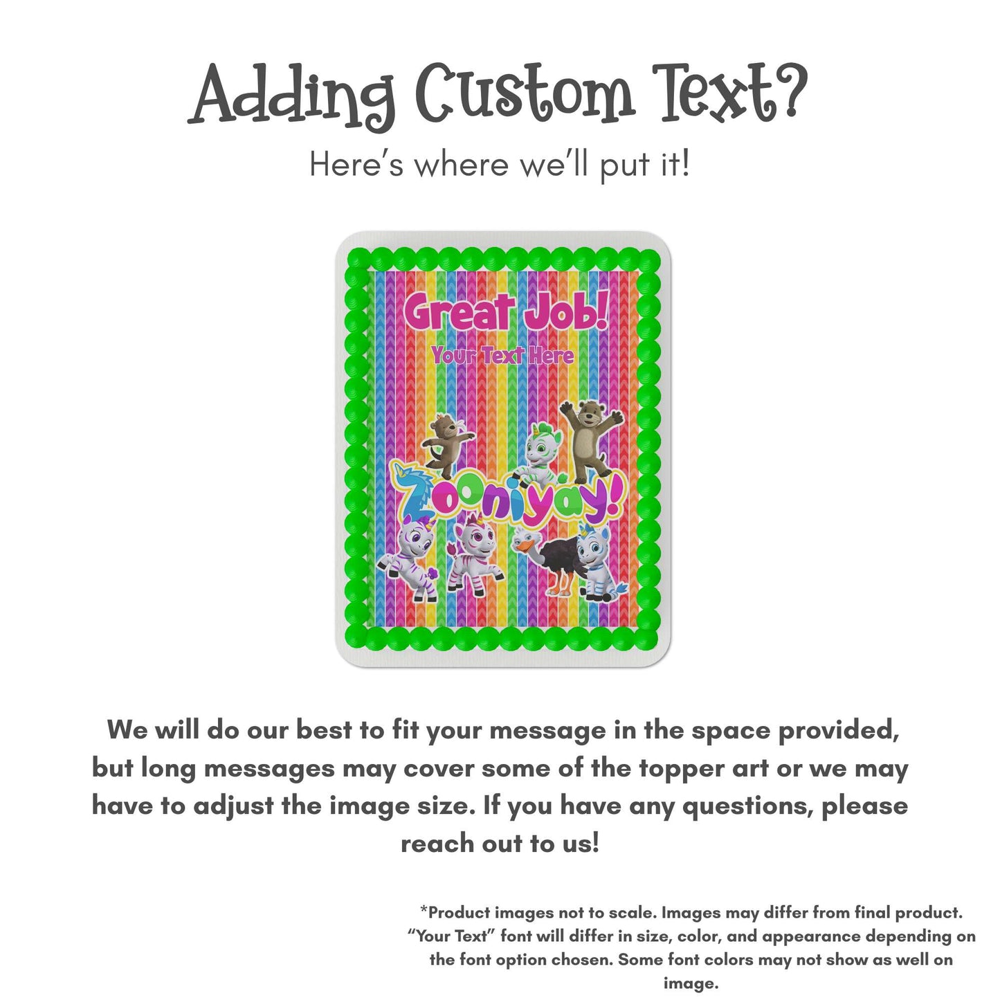 Zoonicorn ZooniYAY! Great Job Quarter Sheet Edible Cake Topper