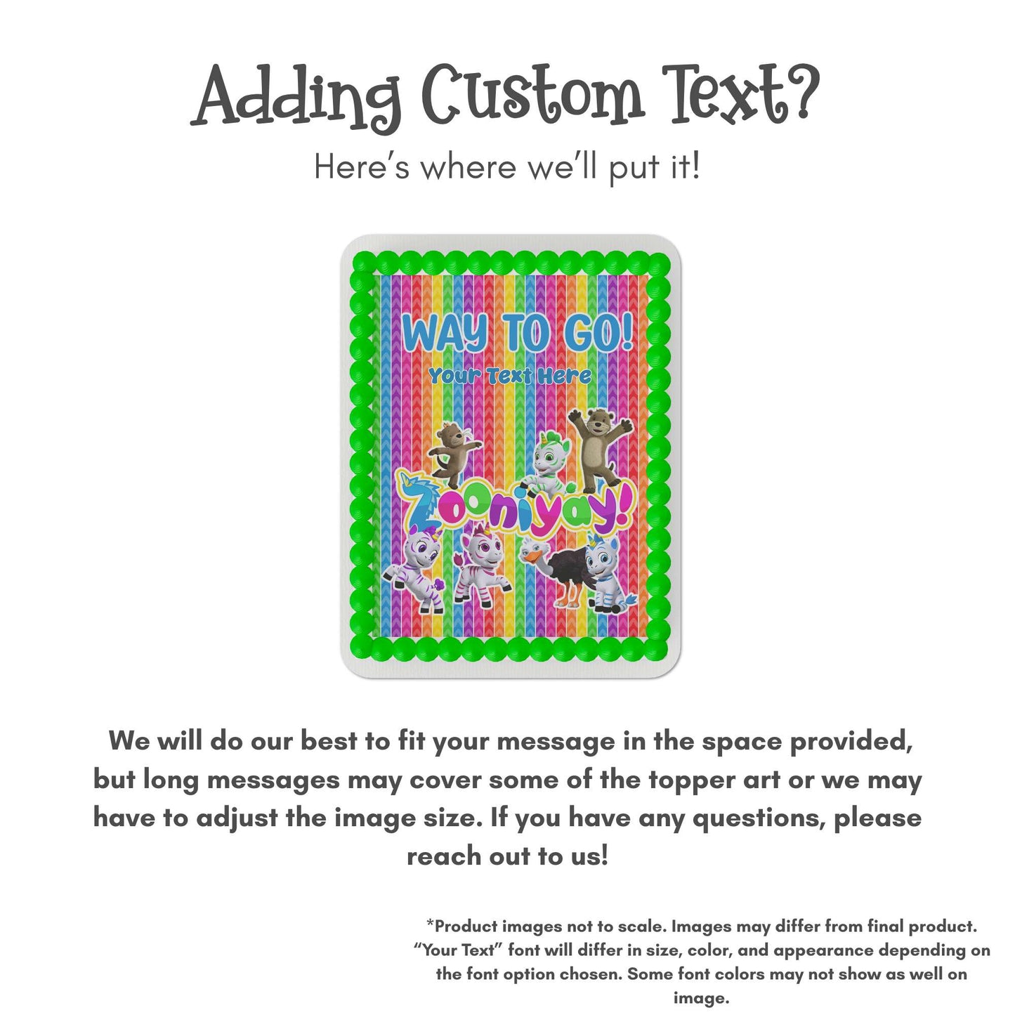 Zoonicorn ZooniYAY! Way to Go Quarter Sheet Edible Cake Topper