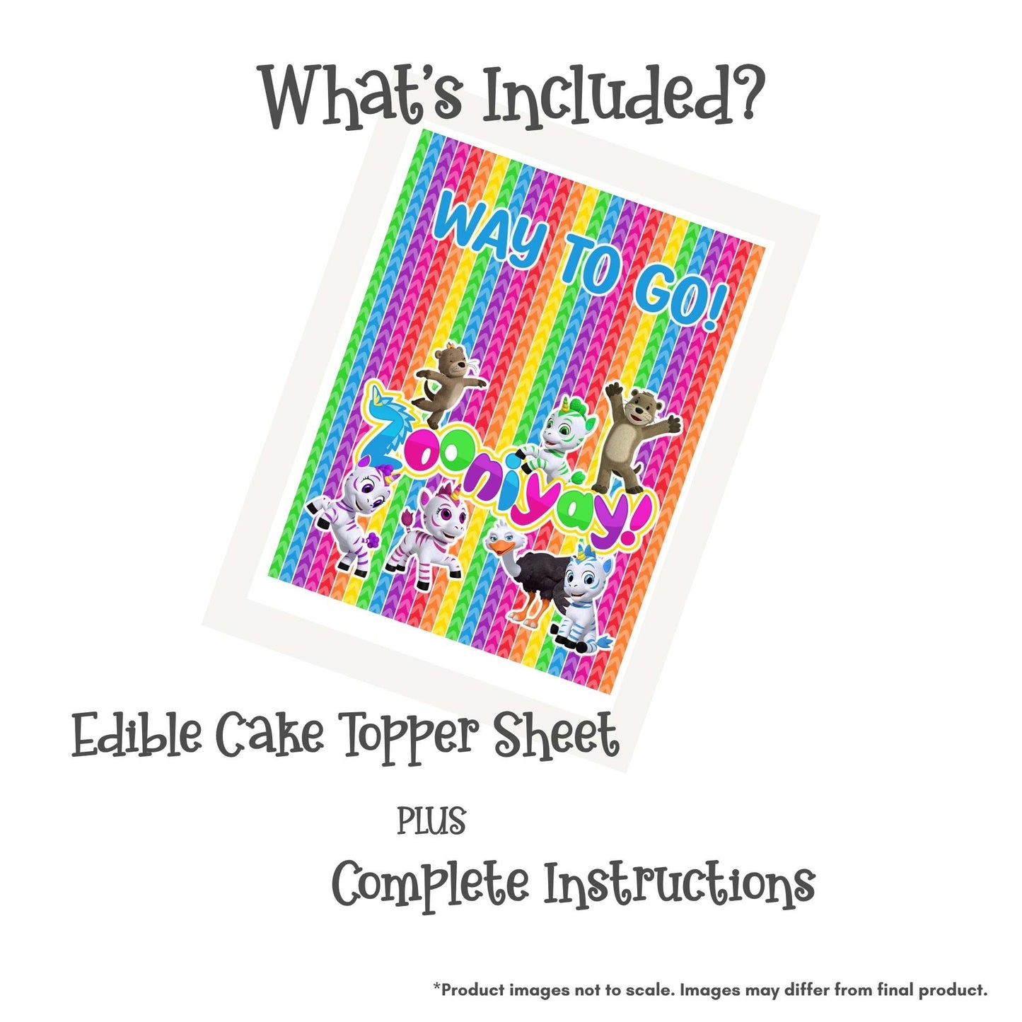 Zoonicorn ZooniYAY! Way to Go Quarter Sheet Edible Cake Topper