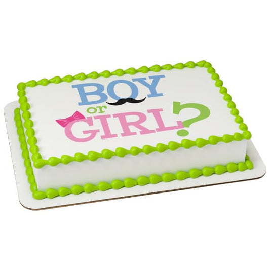 Boy or Girl Gender Reveal PhotoCake® Edible Cake Topper Icing Image for 1/4 Sheet cake or larger