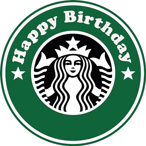 Customizable Happy Birthday Coffee Logo Edible Cake Topper- 8" Round