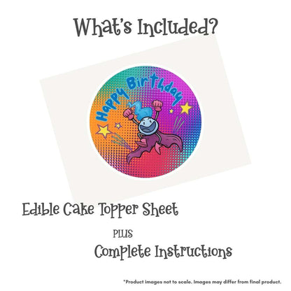 Spark Birthday Round Edible Cake Topper