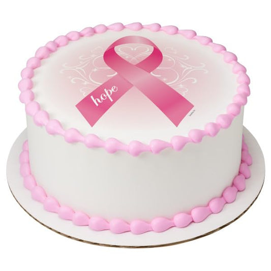 Breast Cancer Awareness Ribbon of Hope PhotoCake® Edible Cake Topper Icing Image for 6 inch Round cake or larger