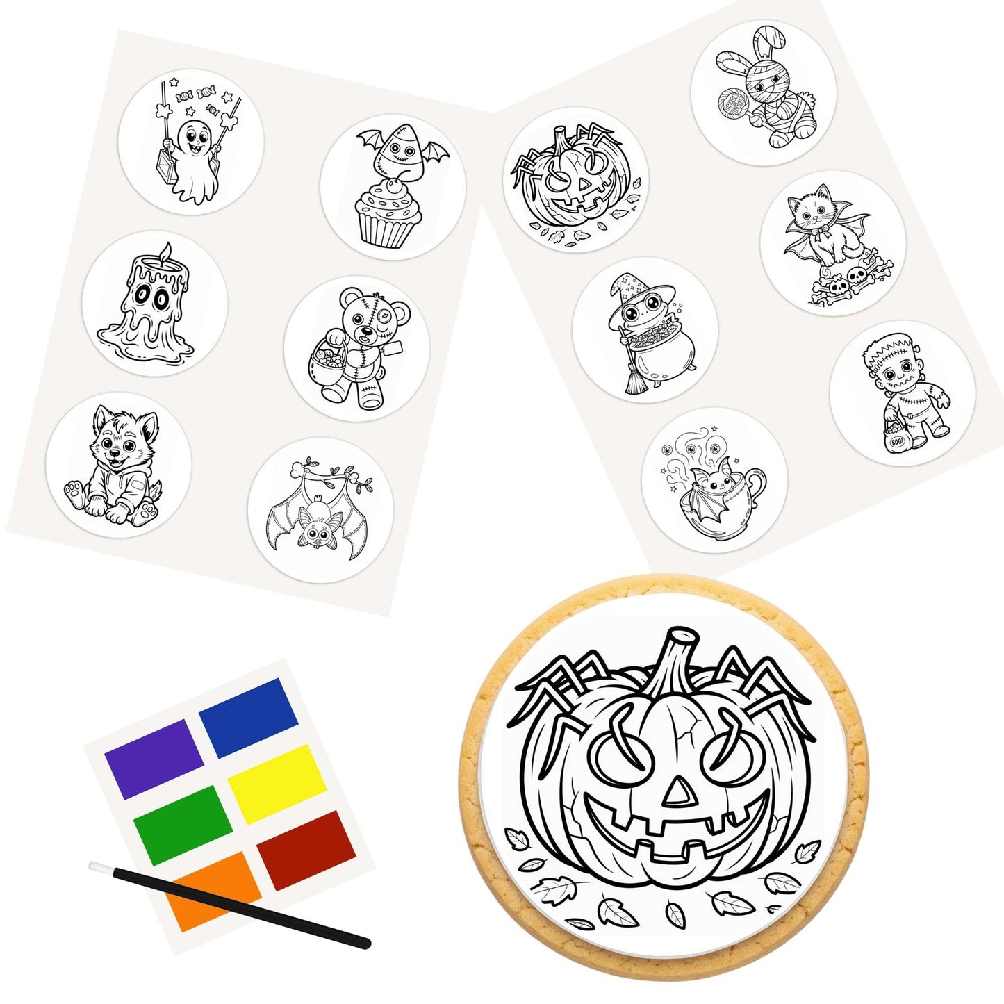 Color Your Own 3 Inch Round Cookie Kit - Halloween Cuties