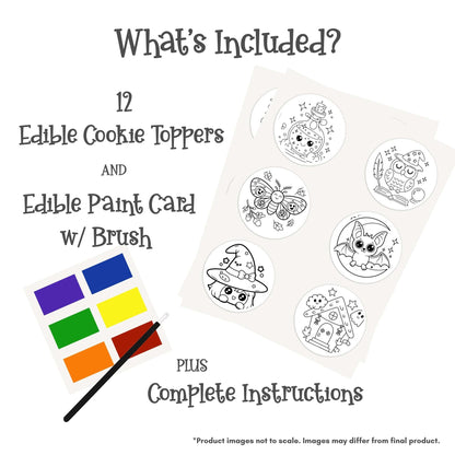 Color Your Own 3 Inch Round Cookie Kit - Chibi Halloween