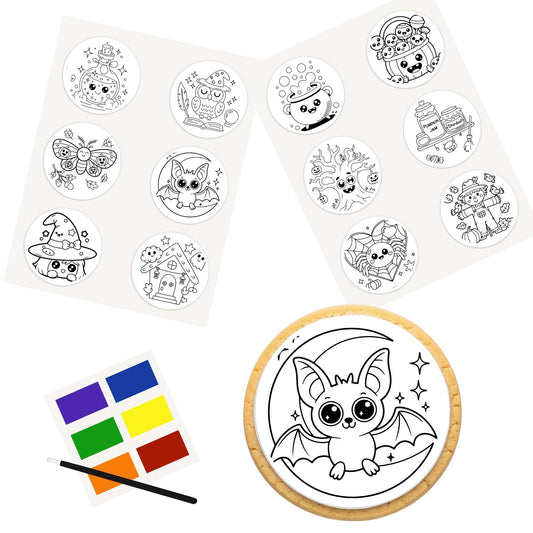 Color Your Own 3 Inch Round Cookie Kit - Chibi Halloween