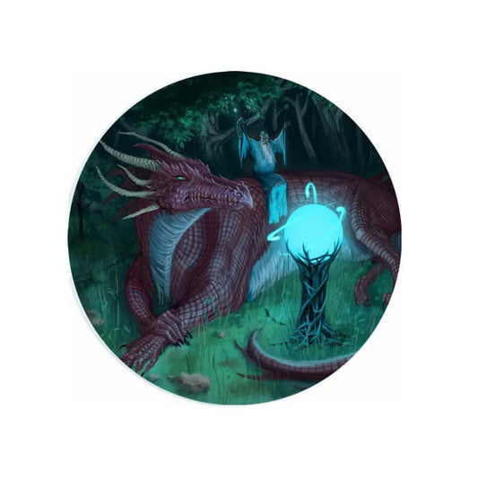Dragon with Wizard Scrying Ceramic Car Coaster Set 2.56" (2 Pack)