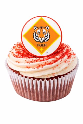 Tiger Scouts Cupcake Rings – Set of 12 | Tiger Scout Emblem Cupcake Toppers | Party Decorations for Pack Meetings & Scouting Events