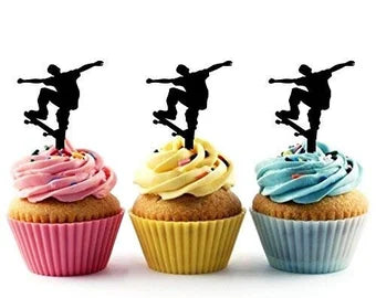 Extreme Skateboard Acrylic Cupcake Toppers 12 pcs