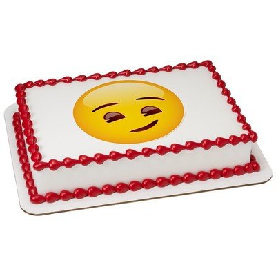 Emoji Smirking Edible Icing Image for 8 inch round cake