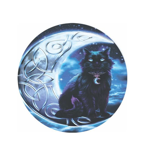 Black Cat with Celtic Runes Ceramic Car Coaster Set for Women Man 2.56" (2 Pack)