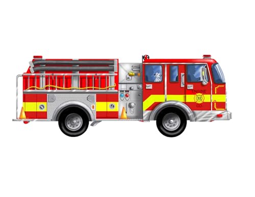Cartoon Firetruck With Dalmatian Birthday Edible Cake/Cupcake Topper (1/4 Sheet)