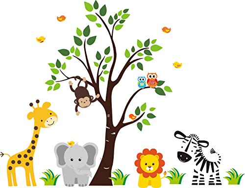 JUNGLE SAFARI ANIMALS Baby Shower Idea Birthday Cake Topper Edible Icing Image 1/4 Sheet Frosting