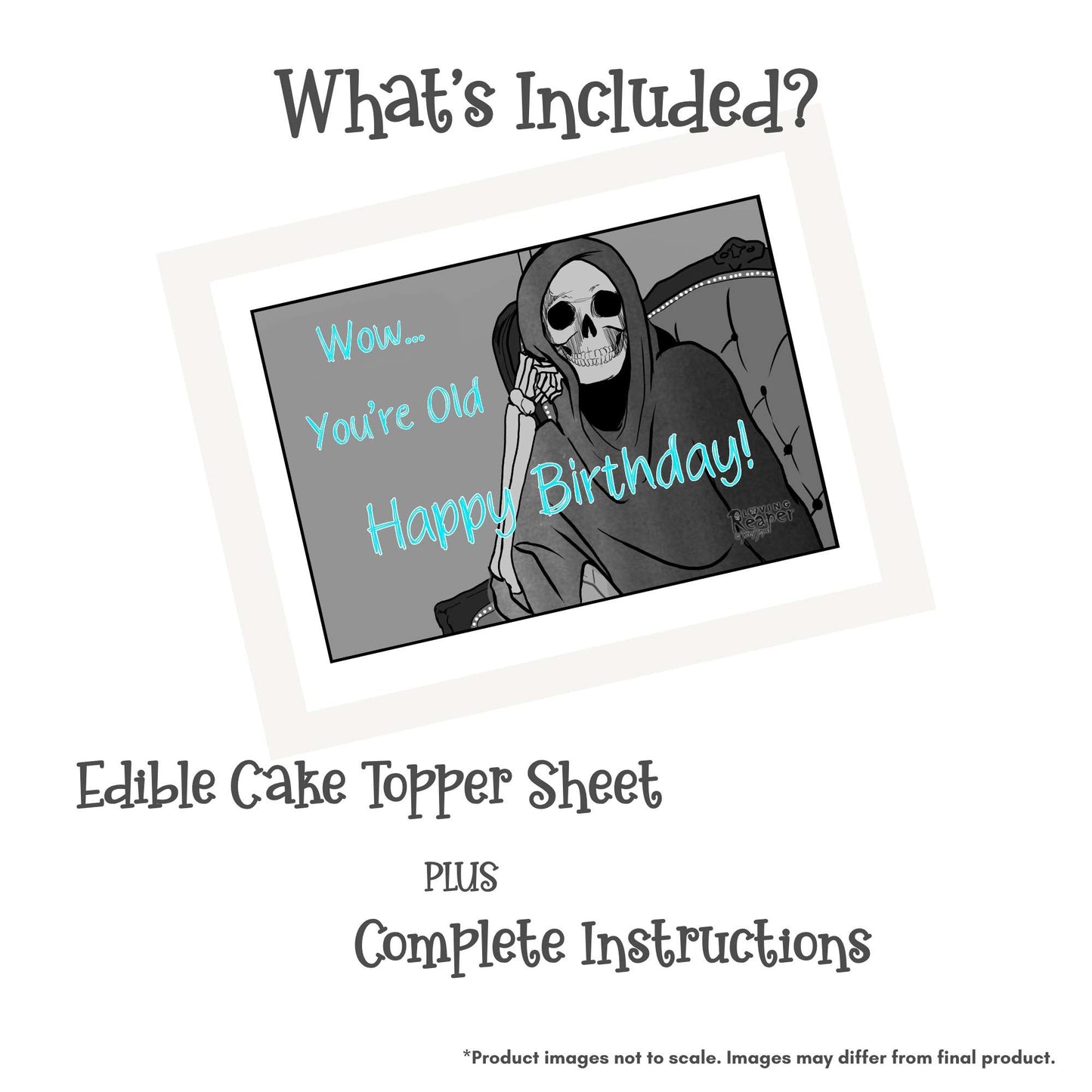 Loving Reaper Wow You're Old Birthday Edible Cake Topper