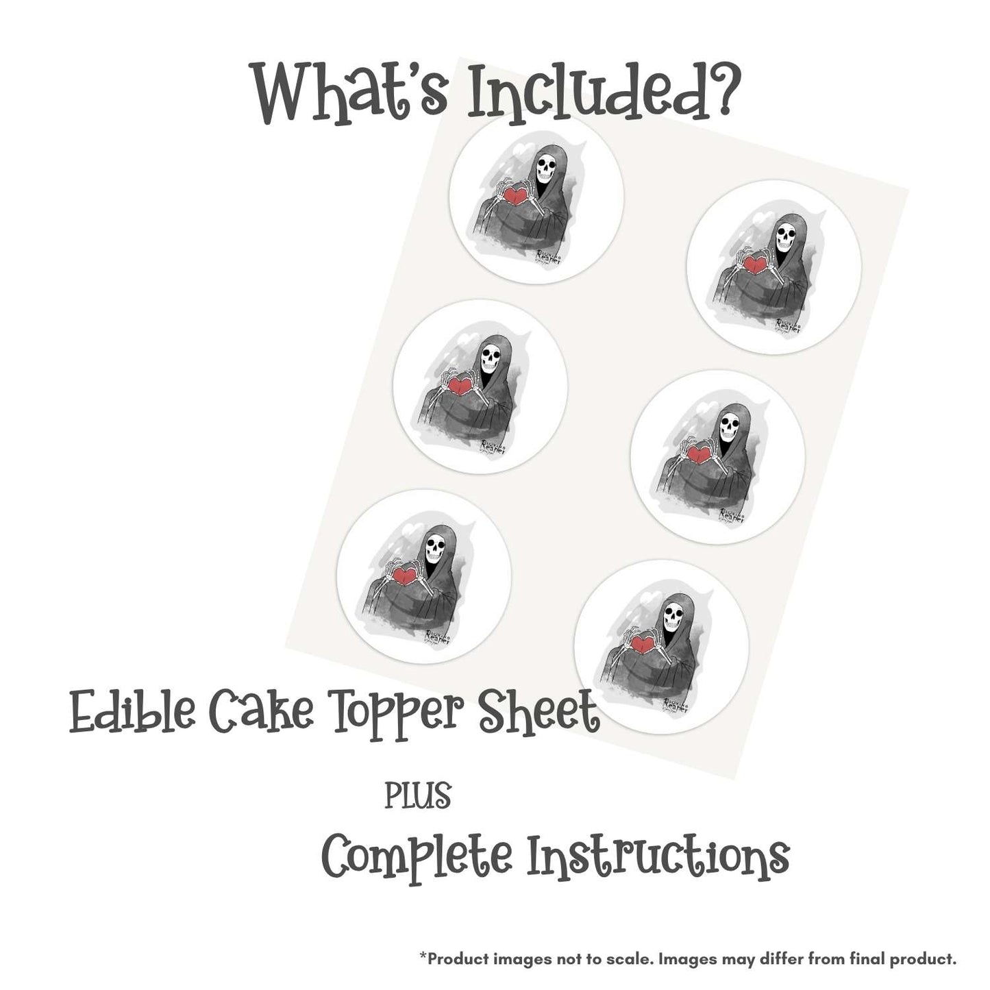 Loving Reaper Heart Edible Cake Topper