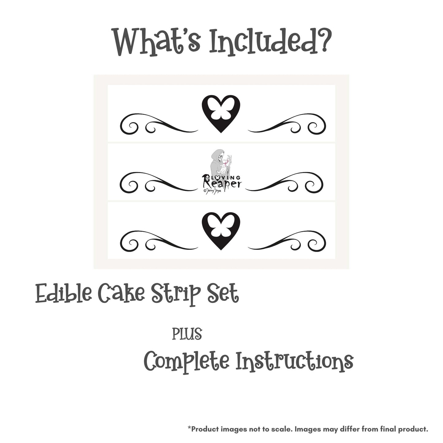 Loving Reaper White Edible Cake Strips