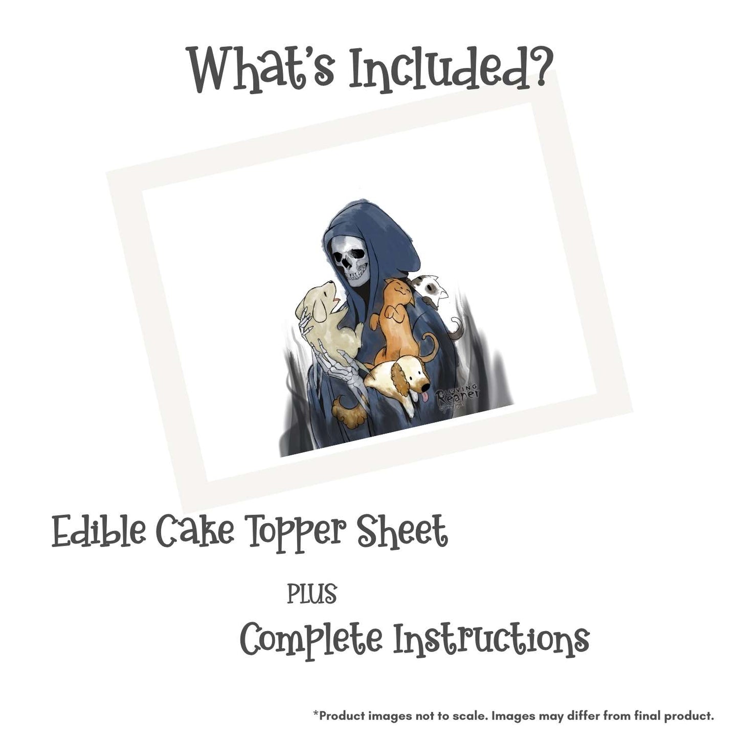 Loving Reaper with Puppies Edible Cake Topper