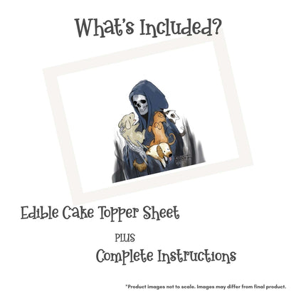 Loving Reaper with Puppies Edible Cake Topper