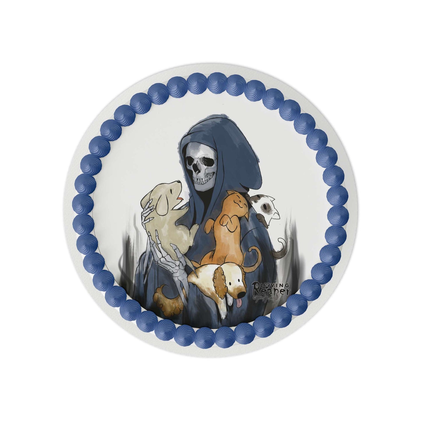 Loving Reaper with Puppies Edible Cake Topper