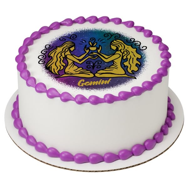 Gemini Zodiac Sign PhotoCake® Edible Cake Topper Icing Image for 8 inch round cake or larger