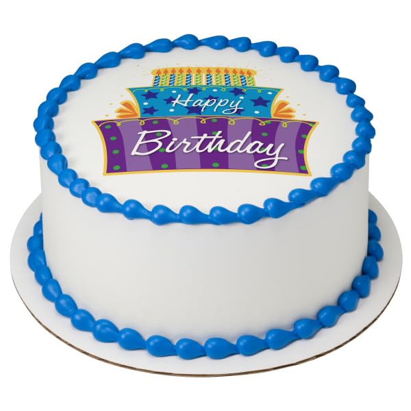 Happy Birthday PhotoCake® Edible Cake Topper Icing Image for 8 inch round cake or larger