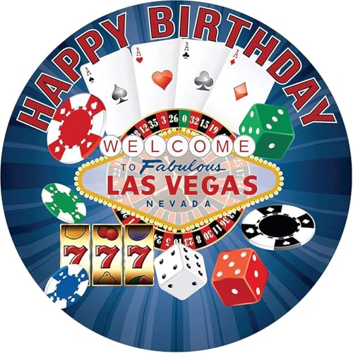 Las Vegas Cake Edible Cake Topper Icing Image fits 8 inch round or larger cake