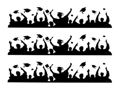 Graduation Silhouette Edible Cake Strips