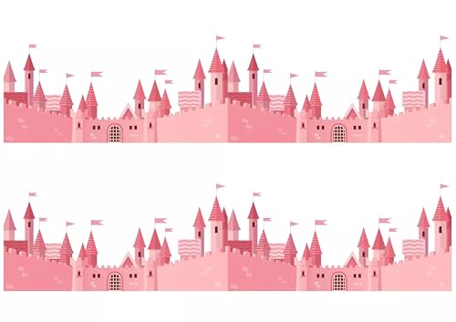 Pink Castle Edible Image cake border 2 Strips per sheet 3.5x10.5 inchs