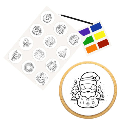 Color Your Own 2 Inch Round Cookie Kit - Christmas Cuties