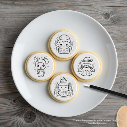 Color Your Own 2 Inch Round Cookie Kit - Christmas Cuties