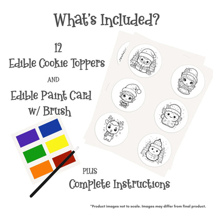 Color Your Own 3 Inch Round Cookie Kit - Christmas Cuties
